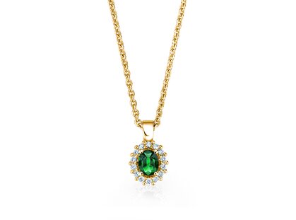 Hanger Jolie in 14K geelgoud met smaragd 0,25ct en diamanten 0,07ct