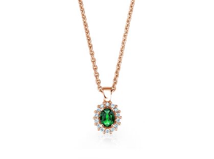 Hanger Jolie in 18K roségoud met smaragd 0,25ct en diamanten 0,07ct