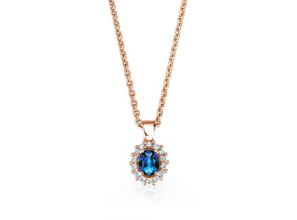 Hanger Jolie in 18K roségoud met saffier 0,25ct en diamanten 0,07ct