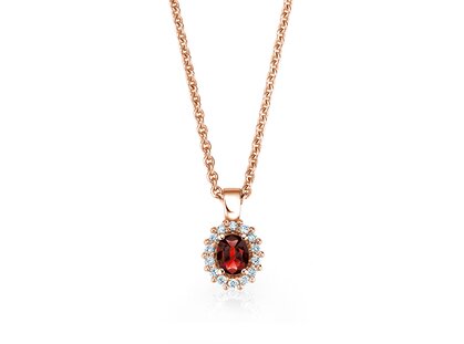 Hanger Jolie in 14K roségoud met robijn 0,25ct en diamanten 0,07ct, 45cm 1,1mm