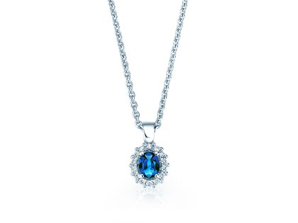 Hanger Jolie in 14K witgoud met saffier 0,25ct en diamanten 0,07ct