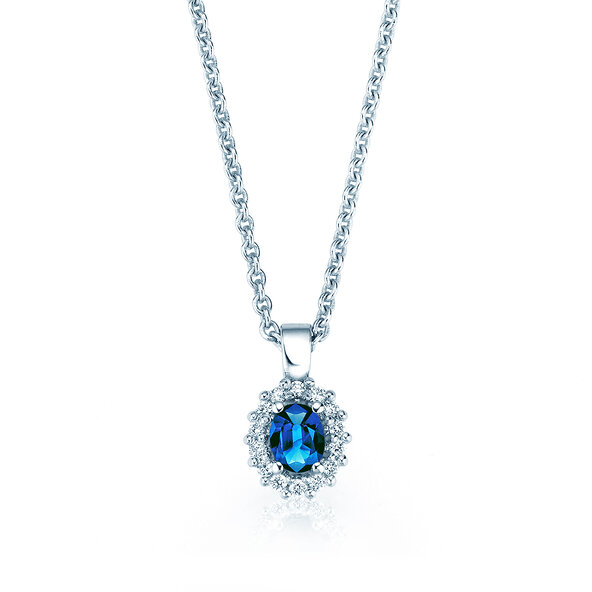 Hanger Jolie in 14K witgoud met saffier 0,25ct en diamanten 0,07ct