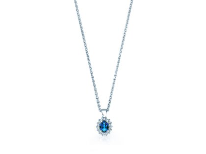 Hanger Jolie in 14K witgoud met saffier 0,25ct en diamanten 0,07ct