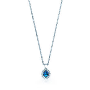 Hanger Jolie in 14K witgoud met saffier 0,25ct en diamanten 0,07ct