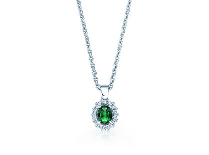 Hanger Jolie in platina 950/- met smaragd 0,25ct en diamanten 0,07ct