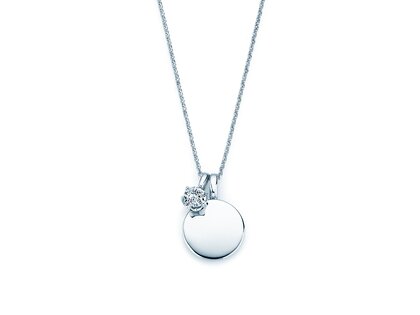 Geboortesteen-hanger Lea april in 14K witgoud met diamant 0,50ct