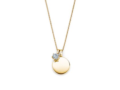 Geboortesteen-hanger Lea april in 14K geelgoud met diamant 0,50ct