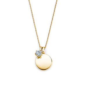 Geboortesteen-hanger Lea april in 14K geelgoud met diamant 0,50ct