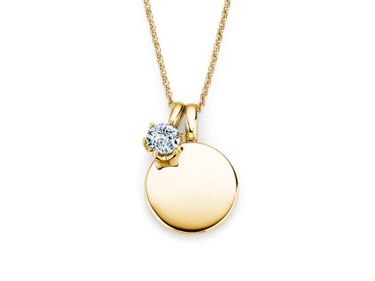 Geboortesteen-hanger Lea april in 14K geelgoud met diamant 0,50ct