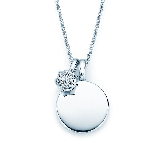Geboortesteen-hanger Lea april in 14K witgoud met diamant 0,50ct