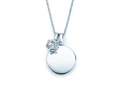 Geboortesteen-hanger Lea april in 14K witgoud met diamant 0,50ct