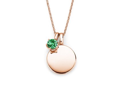 Geboortesteen-hanger Lea mei in 18K roségoud met smaragd 0,50ct