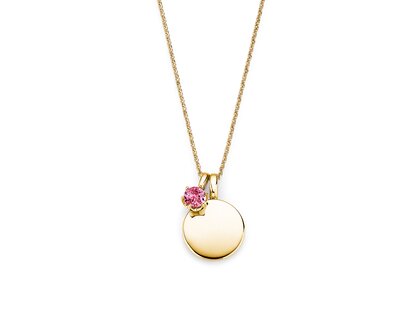 Geboortesteen-hanger Lea oktober in 14K geelgoud met roze toermalijn 0,50ct