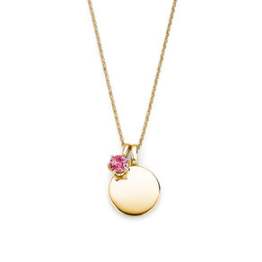 Geboortesteen-hanger Lea oktober in 14K geelgoud met roze toermalijn 0,50ct