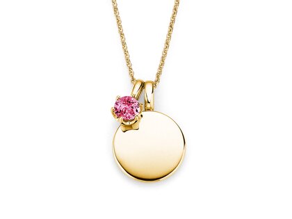 Geboortesteen-hanger Lea oktober in 14K geelgoud met roze toermalijn 0,50ct