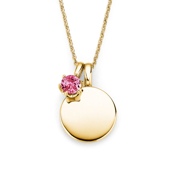 Geboortesteen-hanger Lea oktober in 14K geelgoud met roze toermalijn 0,50ct