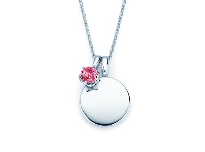 Geboortesteen-hanger Lea oktober in 14K witgoud met roze toermalijn 0,50ct