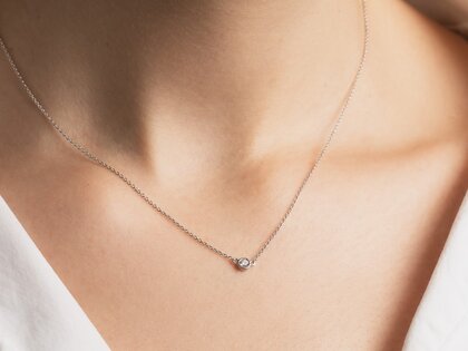 Halsketting Leon in 14K witgoud met diamant 0,08ct G/SI 42cm