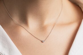 Halsketting Leon in 14K witgoud met diamant 0,08ct G/SI 42cm
