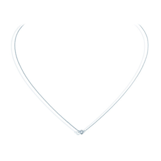 Halsketting Leon in 14K witgoud met diamant 0,08ct G/SI 42cm