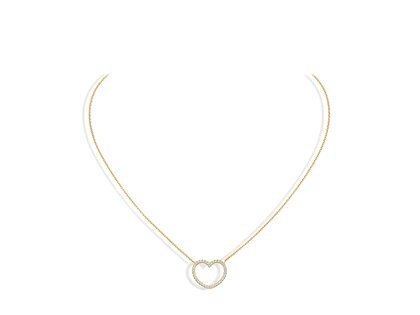Hanger My Heart in 14K geelgoud met diamanten 0,19ct G/SI, 42cm 1,1mm