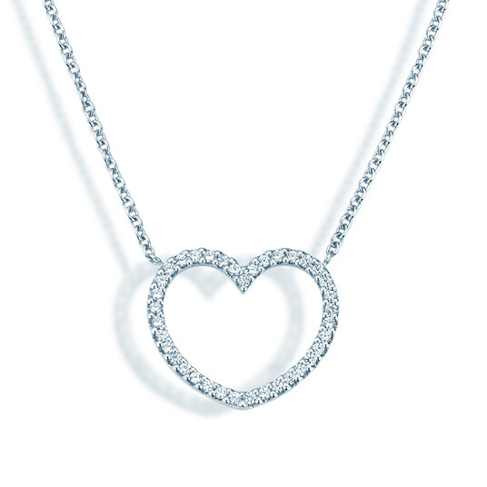 Hanger My Heart in 14K witgoud met diamanten 0,19ct G/SI, 42cm 1,1mm