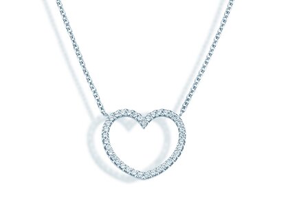 Hanger My Heart in 14K witgoud met diamanten 0,19ct G/SI, 42cm 1,1mm