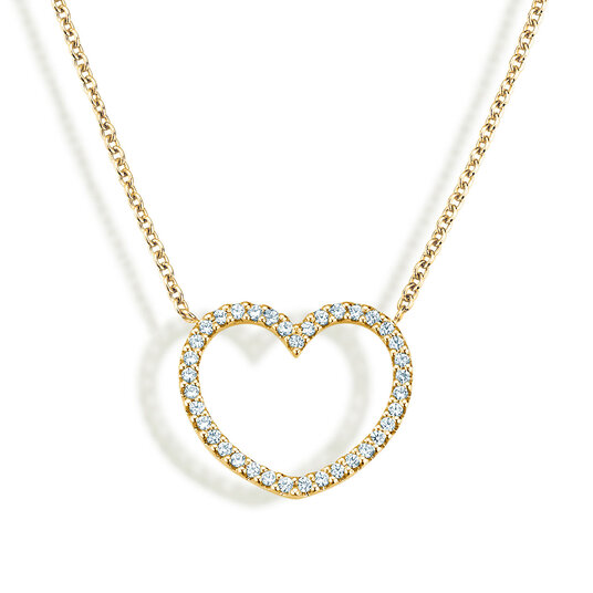 Hanger My Heart in 14K geelgoud met diamanten 0,19ct G/SI, 42cm 1,1mm