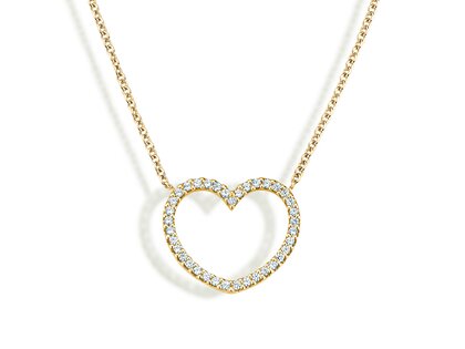 Hanger My Heart in 14K geelgoud met diamanten 0,19ct G/SI, 42cm 1,1mm