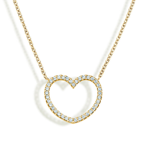 Hanger My Heart in 14K geelgoud met diamanten 0,19ct G/SI, 42cm 1,1mm