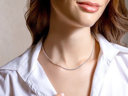 Tennis-Collier Classic in 18K witgoud met diamanten 2,97ct