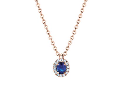 Hanger Windsor in 18K roségoud met saffier 0,60ct en diamanten 0,12ct