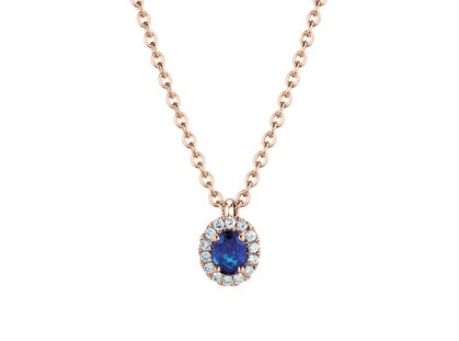Hanger Windsor in 18K roségoud met saffier 0,60ct en diamanten 0,12ct
