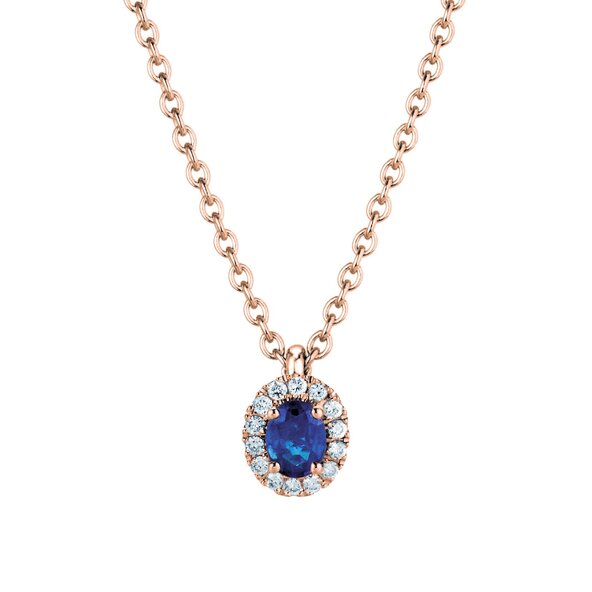 Hanger Windsor in 18K roségoud met saffier 0,60ct en diamanten 0,12ct