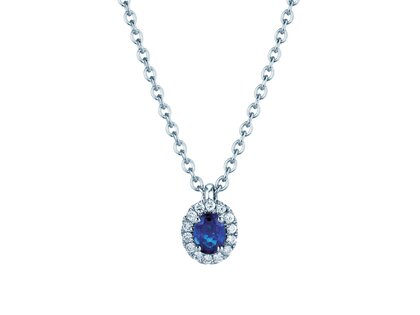 Hanger Windsor in 14K witgoud met saffier 0,60ct en diamanten 0,12ct