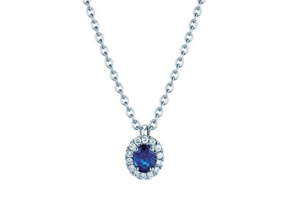 Hanger Windsor in platina 950/- met saffier 0,60ct en diamanten 0,12ct