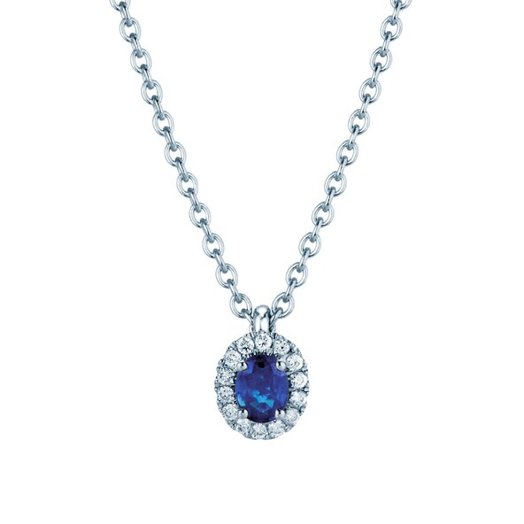 Hanger Windsor in 14K witgoud met saffier 0,60ct en diamanten 0,12ct