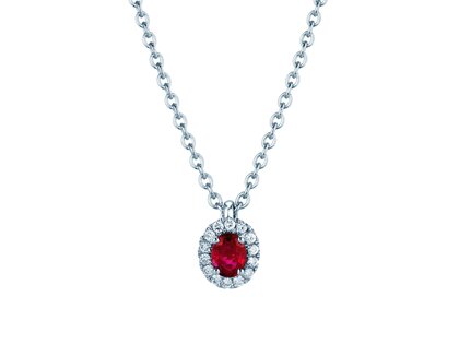 Hanger Windsor in 18K witgoud met robijn 0,60ct en diamanten 0,12ct