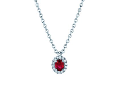 Hanger Windsor in 18K witgoud met robijn 0,60ct en diamanten 0,12ct