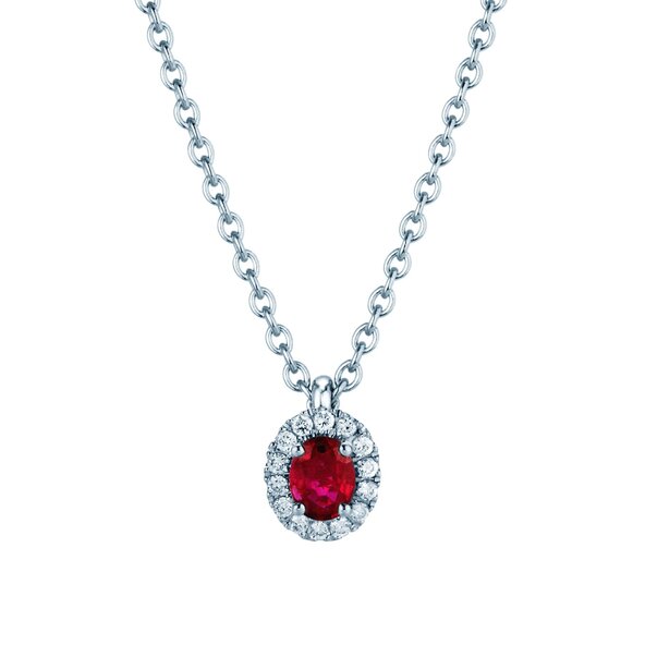 Hanger Windsor in 18K witgoud met robijn 0,60ct en diamanten 0,12ct