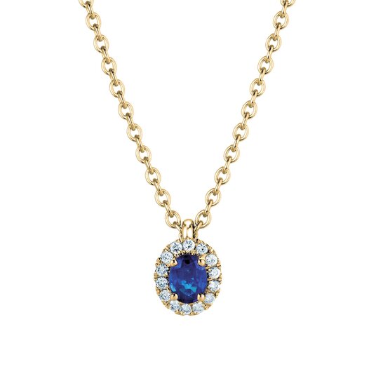 Hanger Windsor in 18K geelgoud met saffier 0,60ct en diamanten 0,12ct