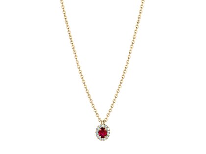 Hanger Windsor in 18K geelgoud met robijn 0,60ct en diamanten 0,12ct