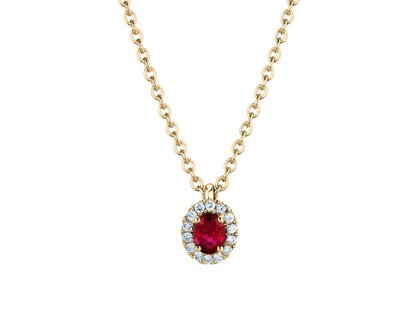 Hanger Windsor in 18K geelgoud met robijn 0,60ct en diamanten 0,12ct
