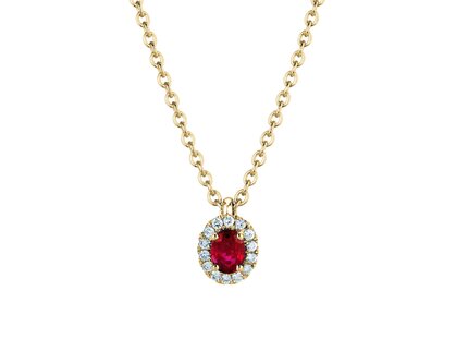 Hanger Windsor in 18K geelgoud met robijn 0,60ct en diamanten 0,12ct