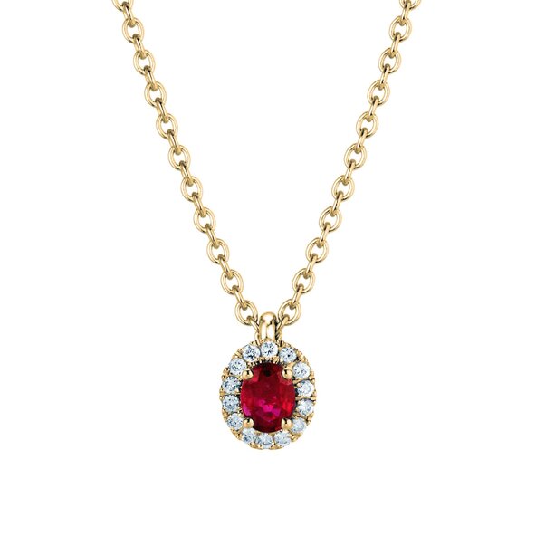 Hanger Windsor in 18K geelgoud met robijn 0,60ct en diamanten 0,12ct