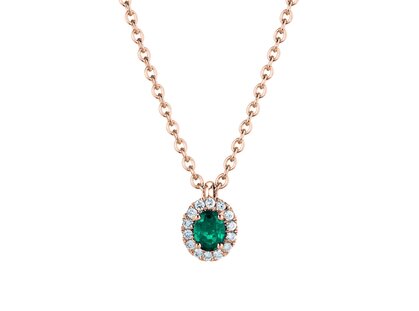 Hanger Windsor in 14K roségoud met smaragd 0,60ct en diamanten 0,12ct