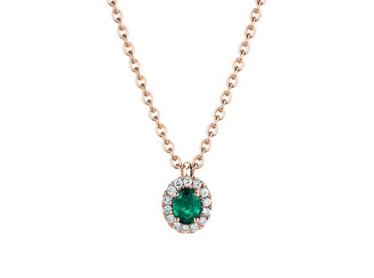 Hanger Windsor in 18K roségoud met smaragd 0,60ct en diamanten 0,12ct