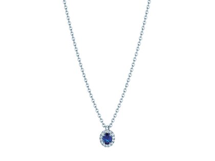 Hanger Windsor in 14K witgoud met saffier 0,60ct en diamanten 0,12ct