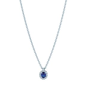 Hanger Windsor in 14K witgoud met saffier 0,60ct en diamanten 0,12ct