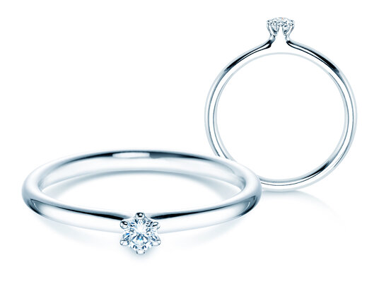 Verlovingsring Classic 6 in 18K witgoud met diamant 0,07ct H/SI